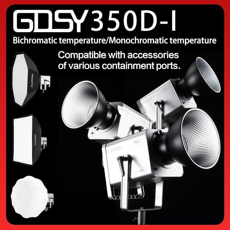 Miniatura 9 de Luz de video LED GDSY con control remoto de 2.4GAPP, luz continua COB bicolor de metal con montaje Bowens 12800Lux3.3 ft 2800K-6500K CRITLCI97+ 8