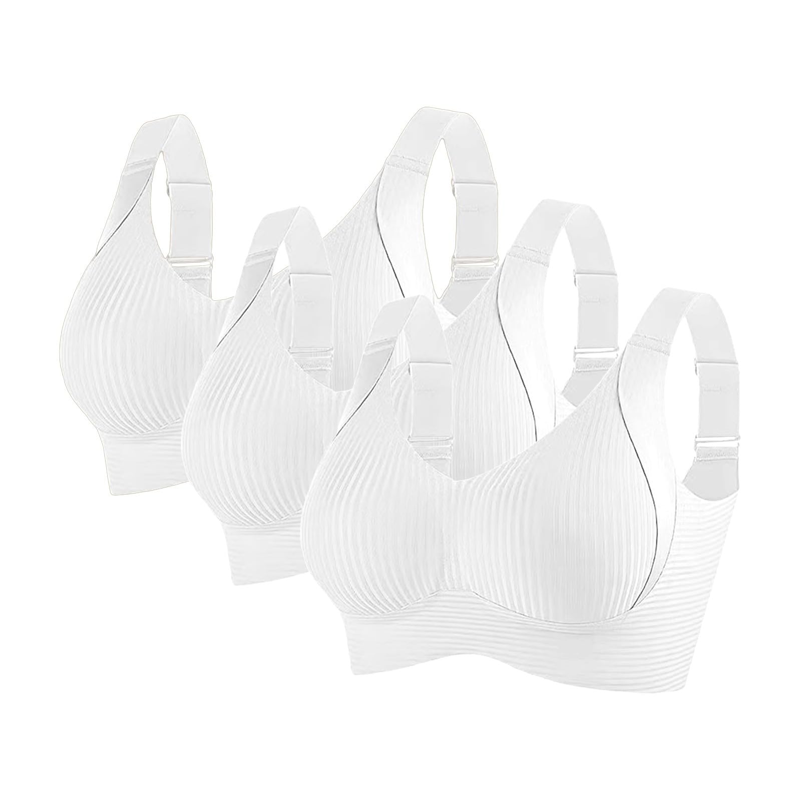 Reggiseni Comfort da Donna UK Sport Push Up Senza Cuciture Confezione da 3 Wireless a Costine Grandi Seni Cadenti Top da Donna Anziani Sport Support Lift Reggiseno Morbido Regolabile Comfort ad Alto