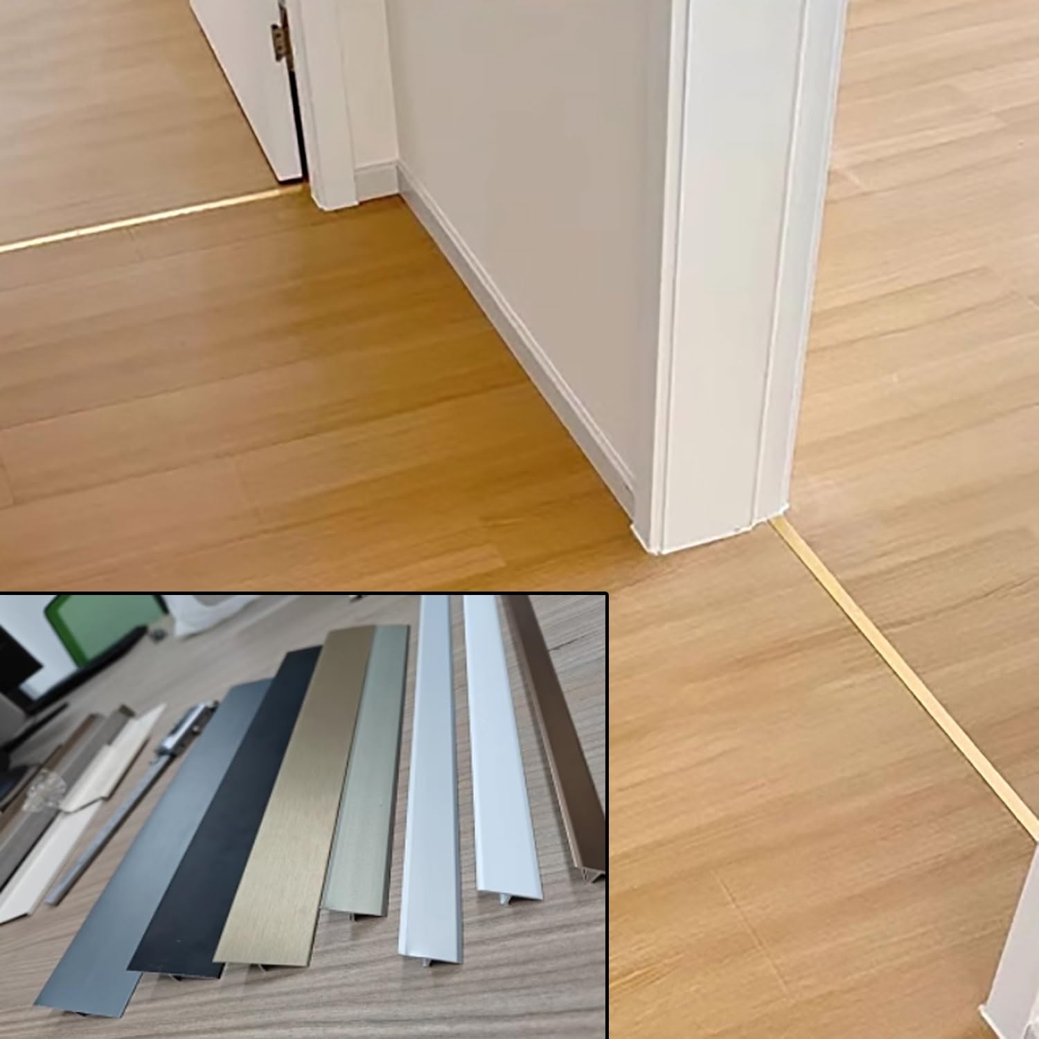 Listwa przejściowa ze stopu aluminium, 2,7 m, do podłóg drewnianych i płytek, płaska osłona szwów do laminatu, szerokość 5 cm