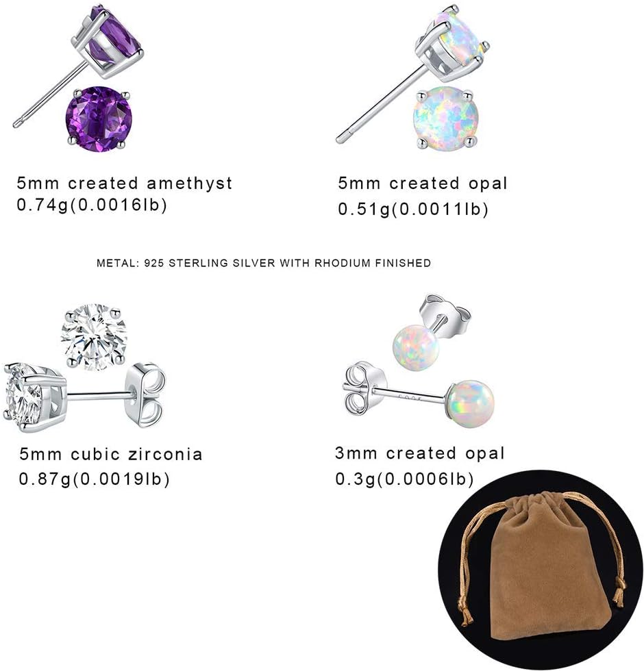 925 Sterling Silver Stud Earrings Set for Women Men Multiple Ear Piercings Jewelry Gifts - Image 4