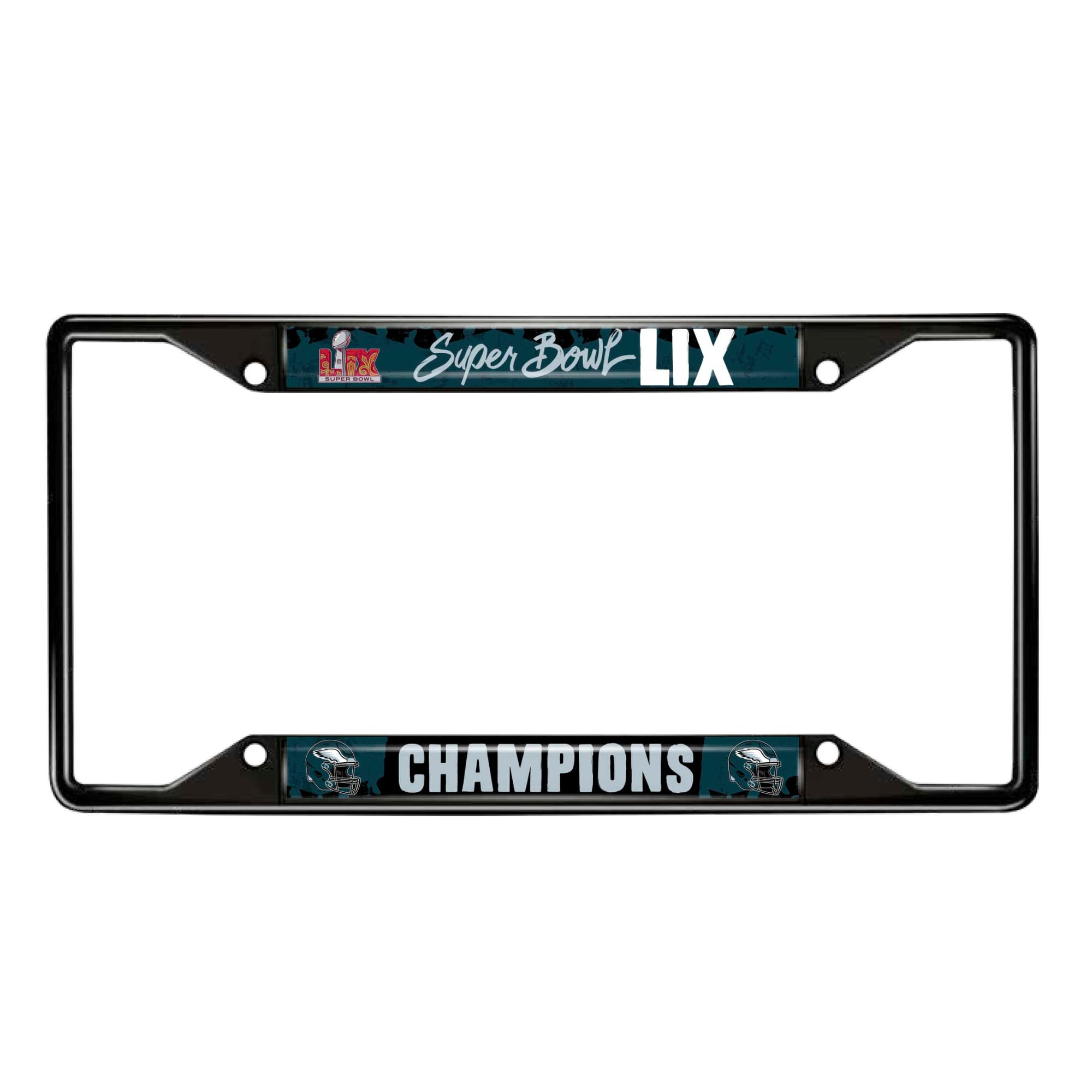 Fanmats Philadelphia Eagles - Super Bowl LIX Champions - Black Long-Lasting NFL License Plate Frame - Show Your Eagles Pride with Officially Licensed Football Car, RV, ATV, and Truck Accessories