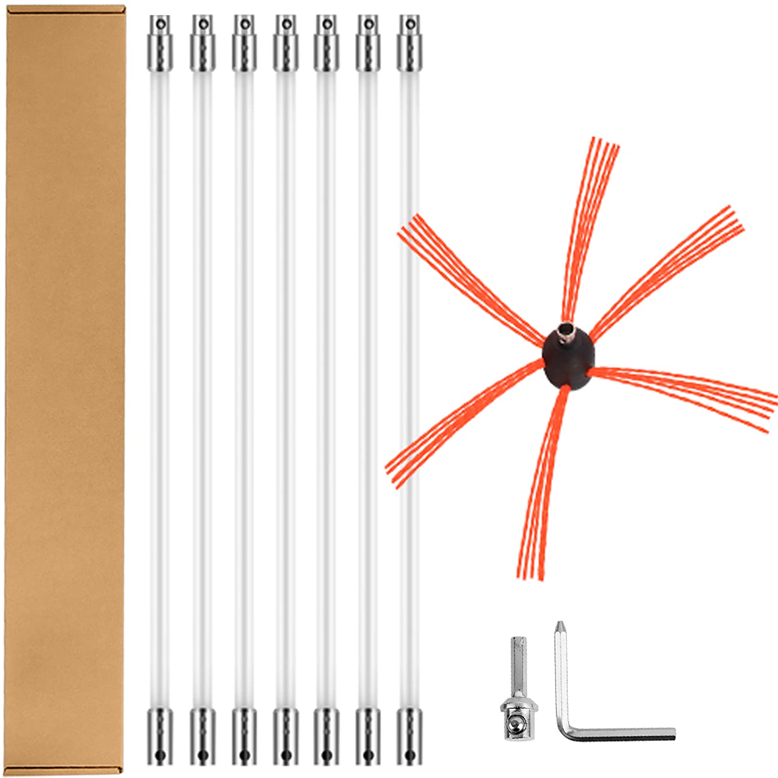 Suninlife Chimney Sweep Kit, 23FT Chimney Cleaning Kit with 7 Nylon