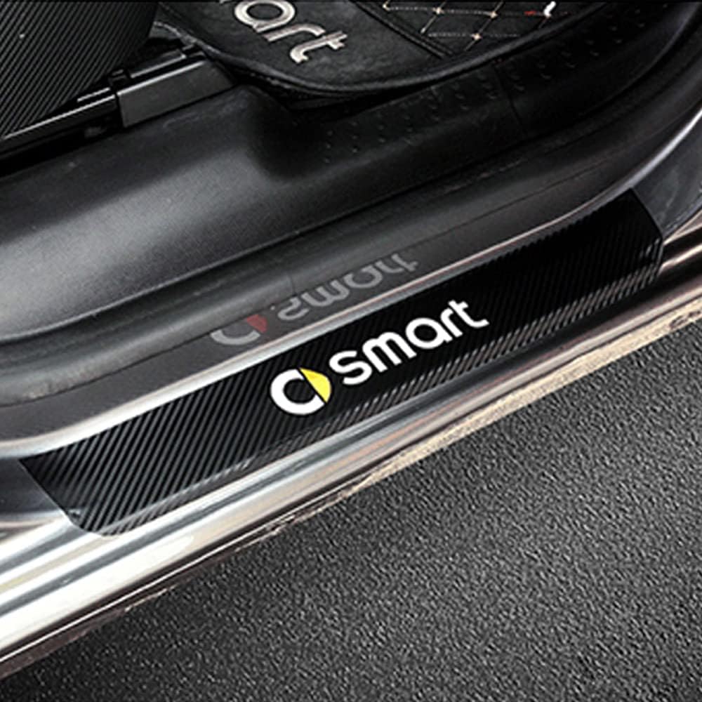 2 Pezzi per Smart Fortwo 453 451 2009-2019 davanzale della portiera dell'auto Pedale di Benvenuto Adesivo Decorativo Protezione del battitacco della Porta in Fibra di Carbonio