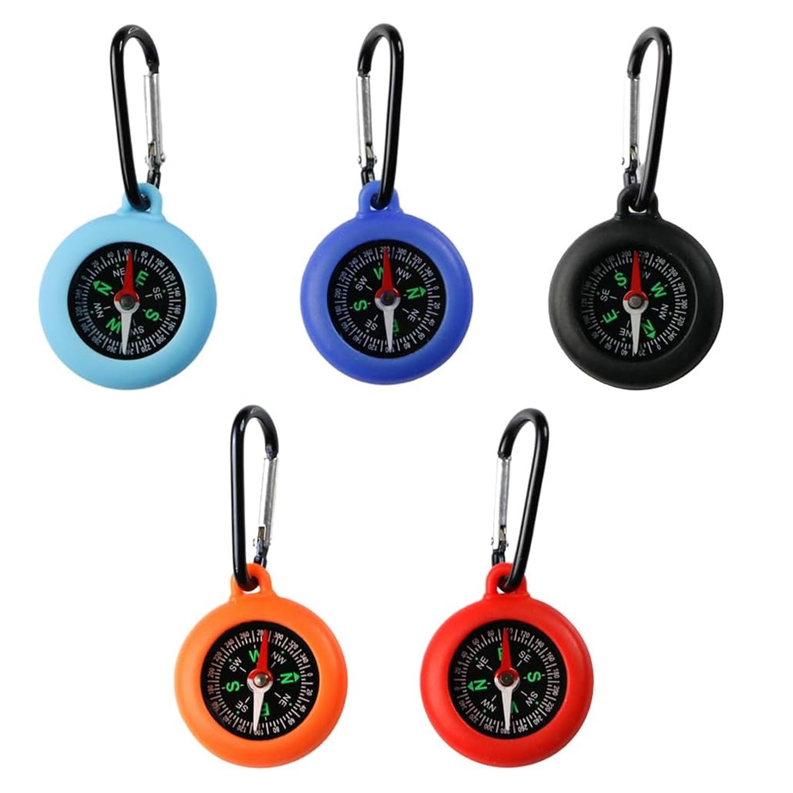 swynrf 5Pcs Outdoor Survival Compasses Mountaineering Compasses Pointers Navigation Tool Portable Keychain Compasses for Campin