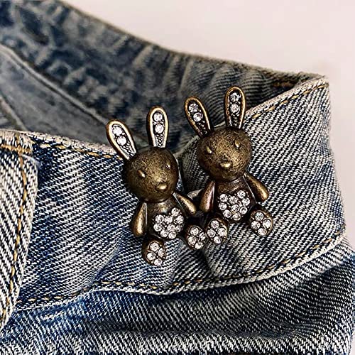 4 Pairs Cute Rabbit Jeans Button Pins Large Rabbit Button Extender For Women Jeans No Sewing Detachable Waist Body Fit Tighten Buckles For Women And Girls (4 Colors) #TOP3