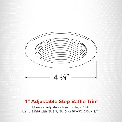 Miniatura 2 de Elco iluminación el1493bb 4" bajo voltaje ajustable Paso Deflector recortar