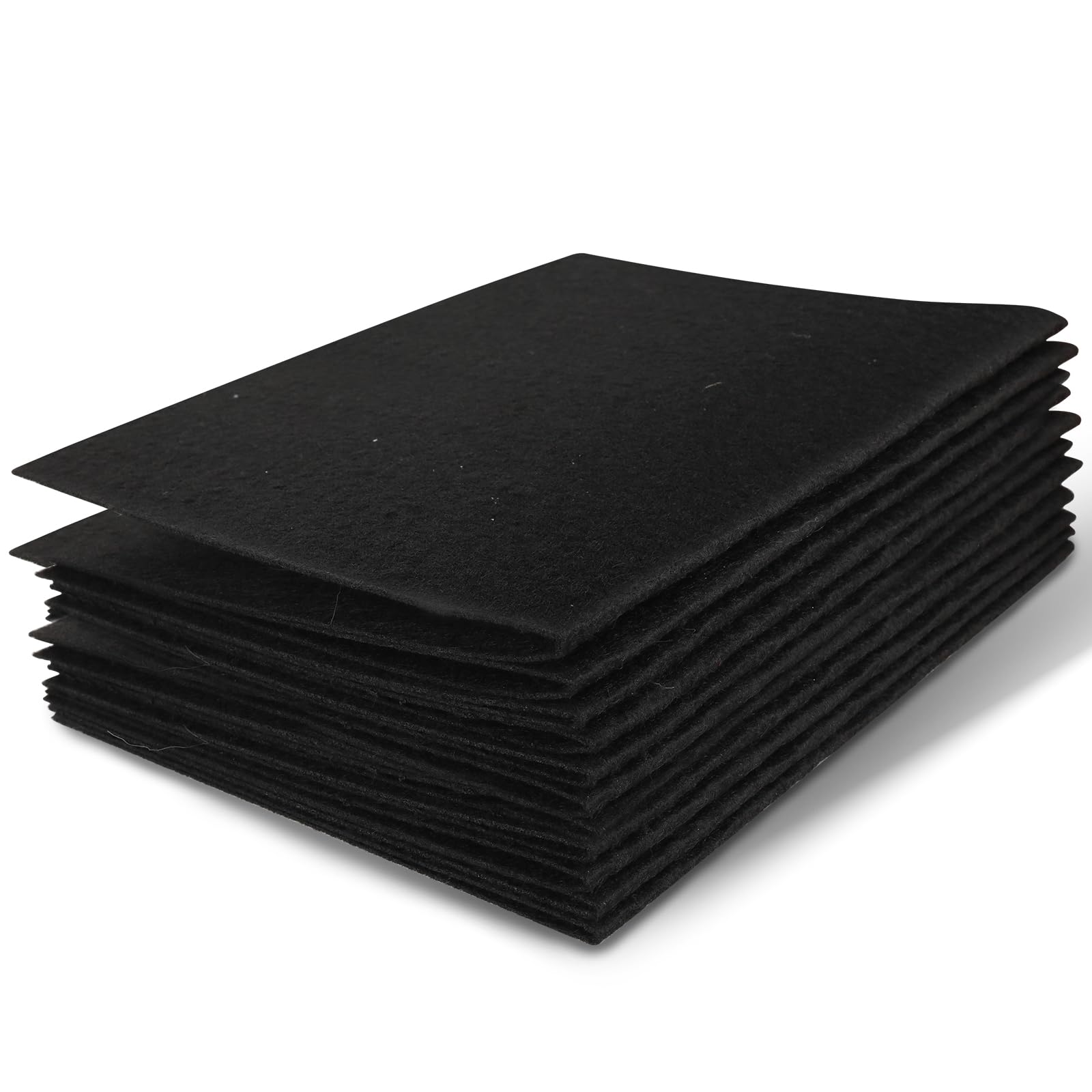 Filz zum Basteln, Bastelfilz weiß, 1mm Stark Filzstoff Bastelfilz, 18 x 28.5cm Weicher Bastelfilz zum Basteln, 10 Stück Filzblätter für Handarbeit DIY-Nähprojekt Party Dekorationen (Schwarz)