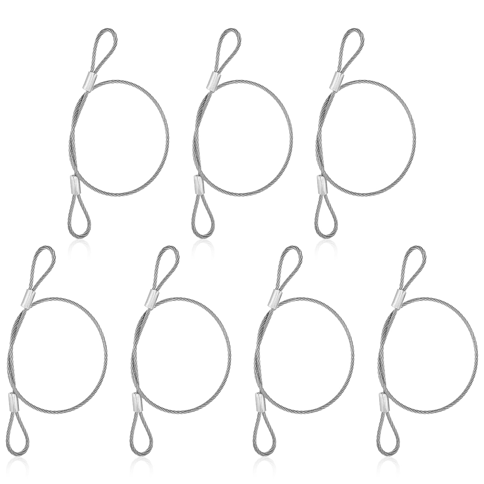 Luggage Lock Safety Cable, Wire Rope Lanyard Lock Security Chains for Outdoor Gates Stainless Steel Cable with Loops Security Wire Rope with Double Loop Safety Cables Locks 2mm Thickness 12 inch