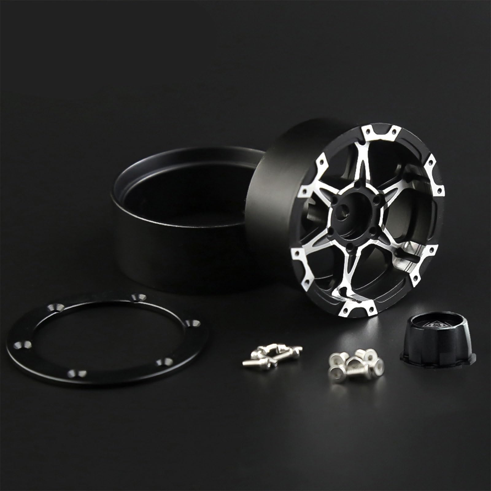 4 pièces moyeu de Roue 1, 9 ' ' Jantes de Roue en métal Beadlock avec 6 Rayons pour Voiture télécommandée Jouet 1/10 modèle Accessoires sur chenilles moyeux pour chenilles