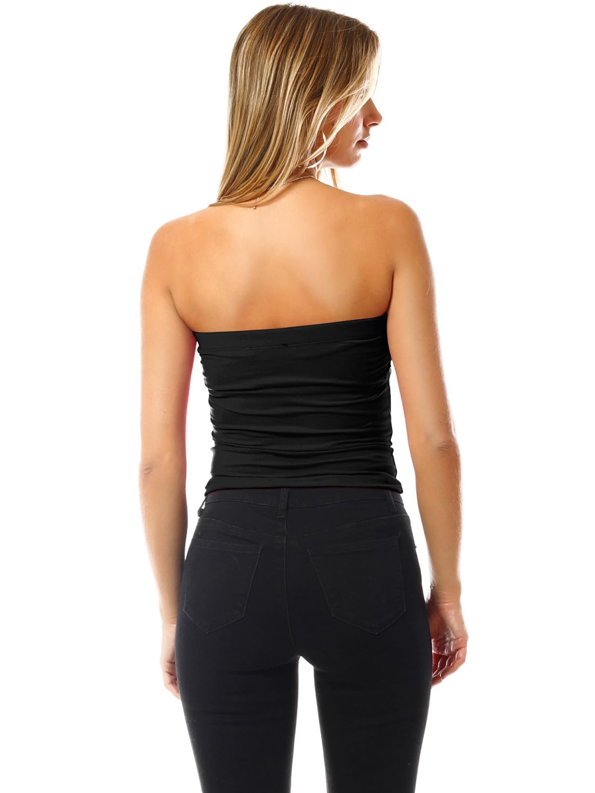 MixMatchy Damski top swobodny, letni, marszczony po bokach, dwuwarstwowy top typu tuba z wbudowanym biustonoszem, 3 sztuki, M