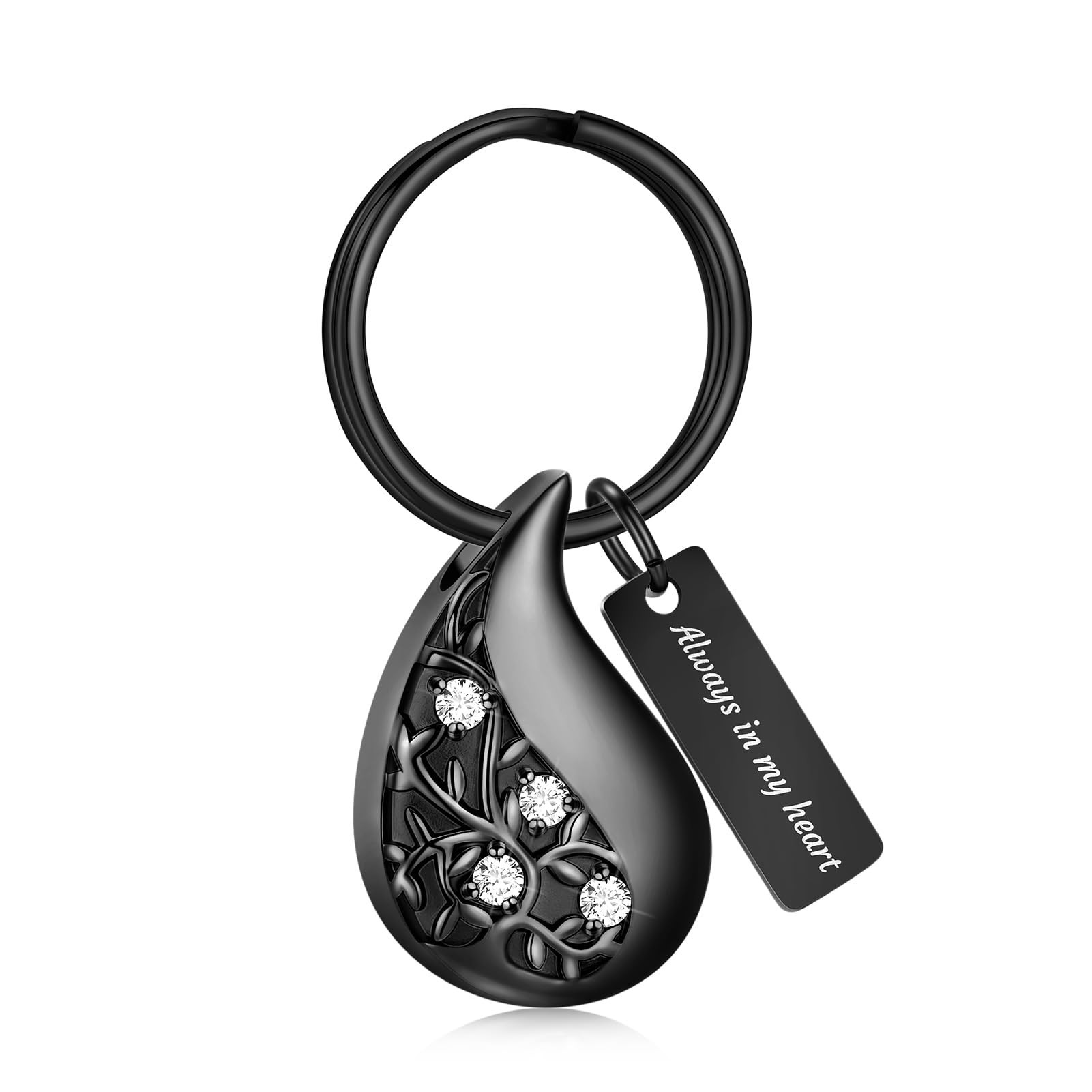 zeqingjw Cremation Jewelry Teardrop Urn Keychain for Ashes Tree of Life Urn Ashes Cremation Memorial Keepsake Keychain