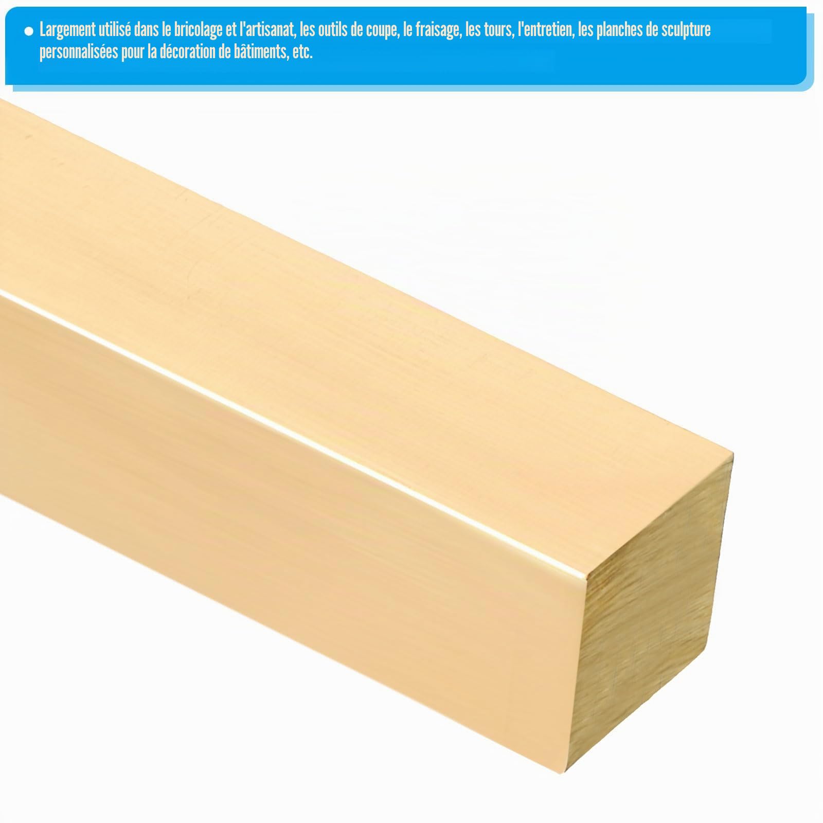 PATIKIL 7/4 x 7/4 x 6" H59 Barre Carrée en Laiton Barre de Fraisage Carrée | Solide, pour l'Artisanat l'Entretien la Décoration Architecturale Électrique, en Laiton