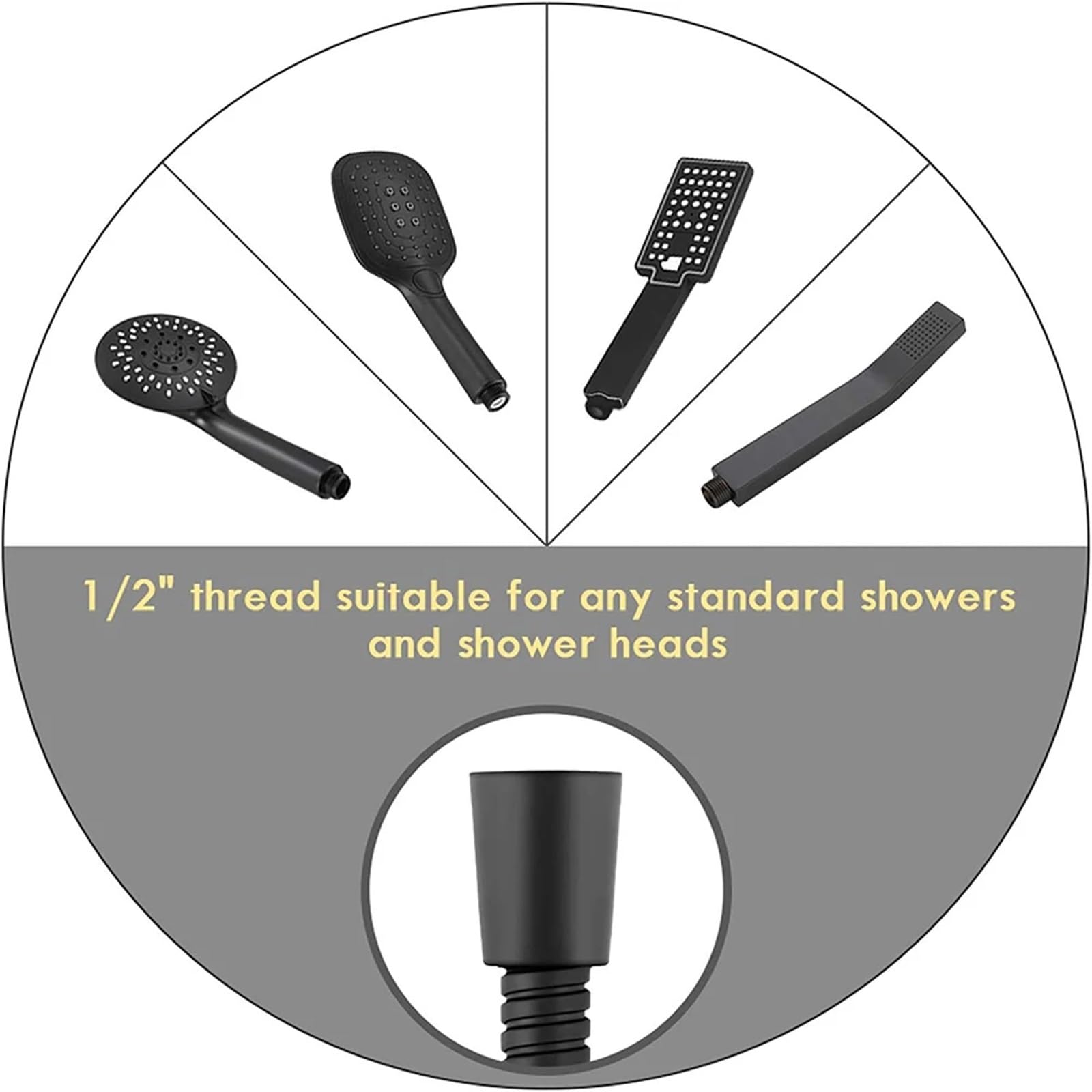 Manguera de ducha flexible de acero inoxidable de 200 cm, tubo de extensión gris para baño, ajuste universal, diseño antitorsión, accesorios de ducha de alta resistencia a la presión