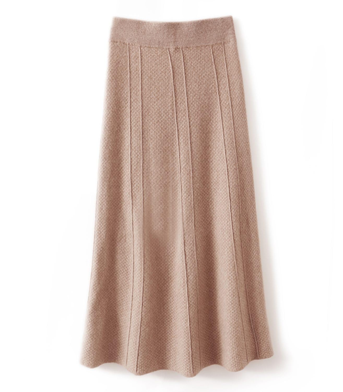 Gonna lunga da donna Autunno Inverno 100% Lana Merino Maglia Gonna a Costine Elastico in Vita Calda Gonna Maglione