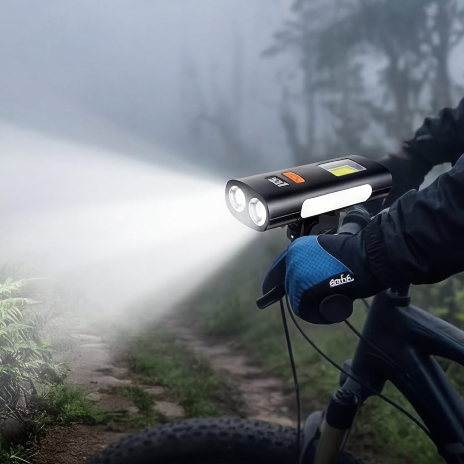 ABS 500LM Phare de vélo Type-C, Lampe latérale COB | EcoGleam ABS 500LM phare de vélo type-C, lampe latérale COB, 6 modes, écran numérique, USB-C