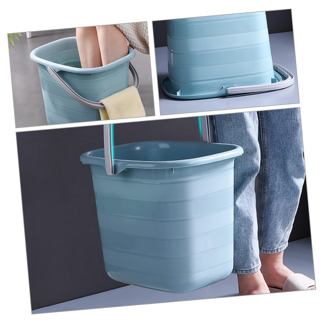 Beaupretty Secchio in Plastico Rettangolare Manico, Secchio per Acqua e Pulizia, Resistente Antiscivolo Buona Capacità Portante, per Giardinaggio e Uso Domestico