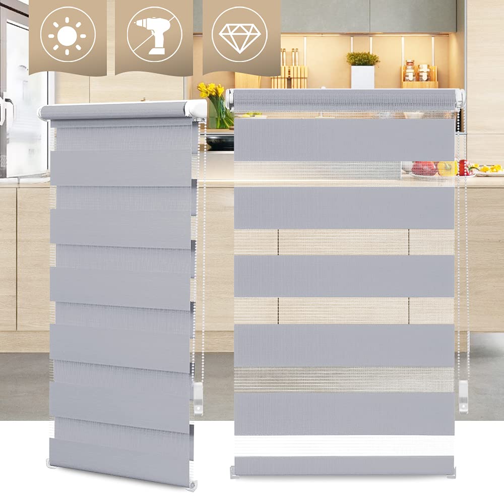 Tenda Rullo con Supporto Klemmfix, Rollo Jalousie, Fissaggio del Morsetto Facile Senza Fori; Persiana Pieghevole di Protezione della Privacy e Solare, Tessuto Metallo, Bianco 35cm x 80cm
