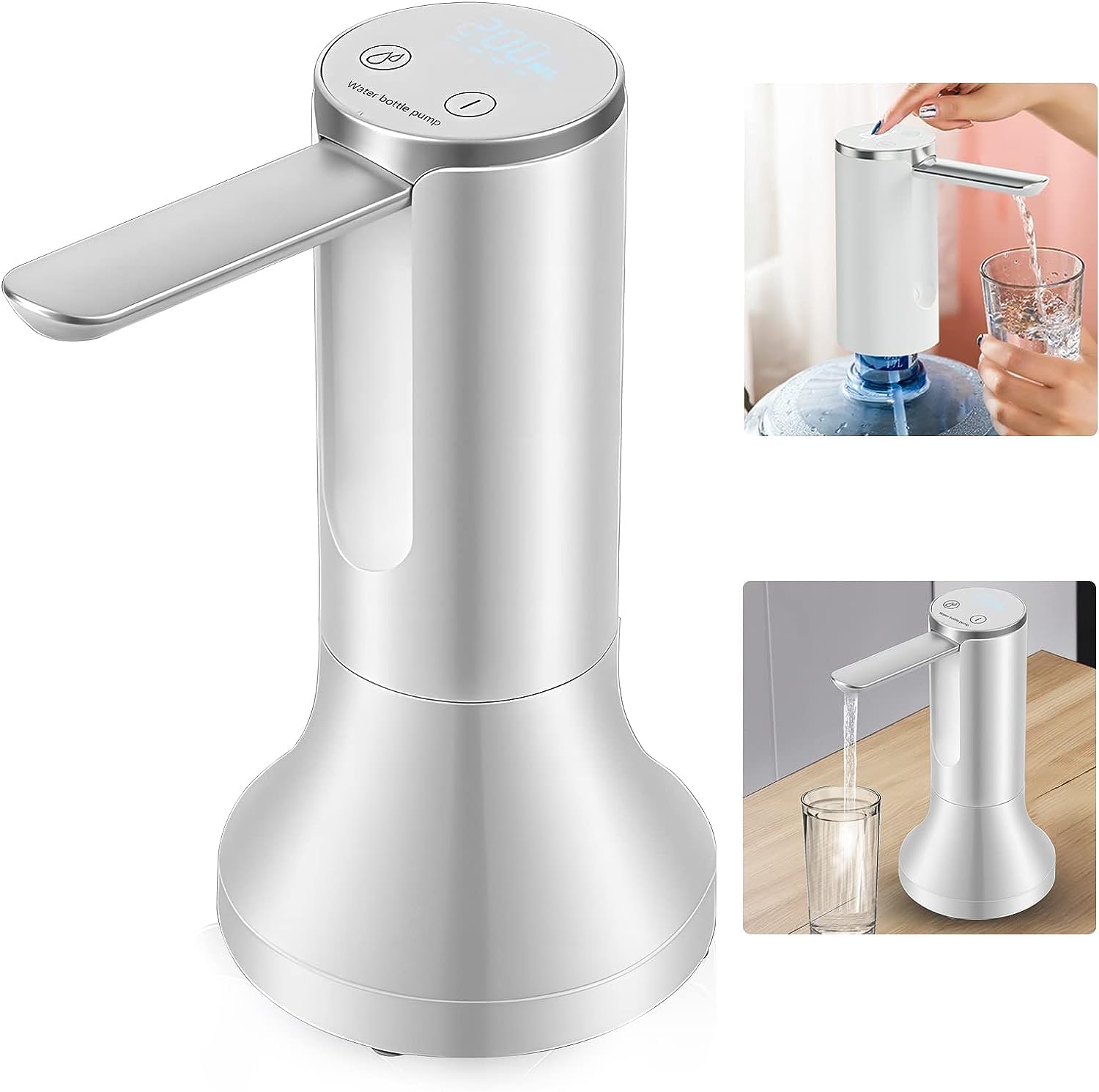 COOLBABY5 Gallon Water Dispenser Electric Folding Water Pump with USB Charging and Auto-Off, Touch Screen and Low Noise (with Base)