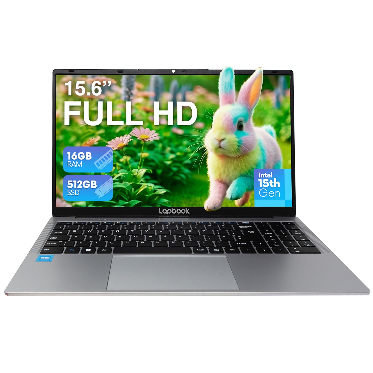 15.6" Full HD Laptop - 16GB RAM 512GB M.2 SSD, Windows 11 Home, Dual-Band WiFi, Integrated Webcam - S15 N6 Quad-Core, 15 Inch Lightweight Laptop