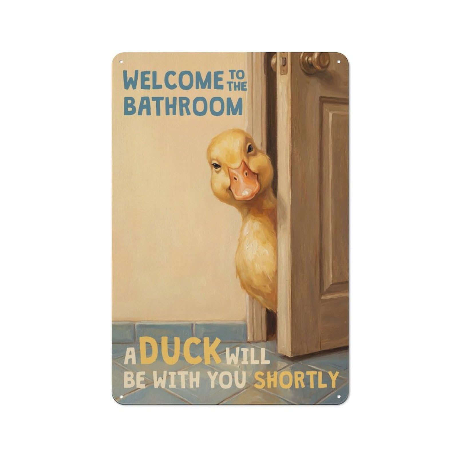 Junmoney Style-7 Retro Metal Plaque 30X20cm Featuring Welcome To The Bathroom Duck For Workshop Wall, For Metal Sign Collectors, For Garage And Workshop Walls