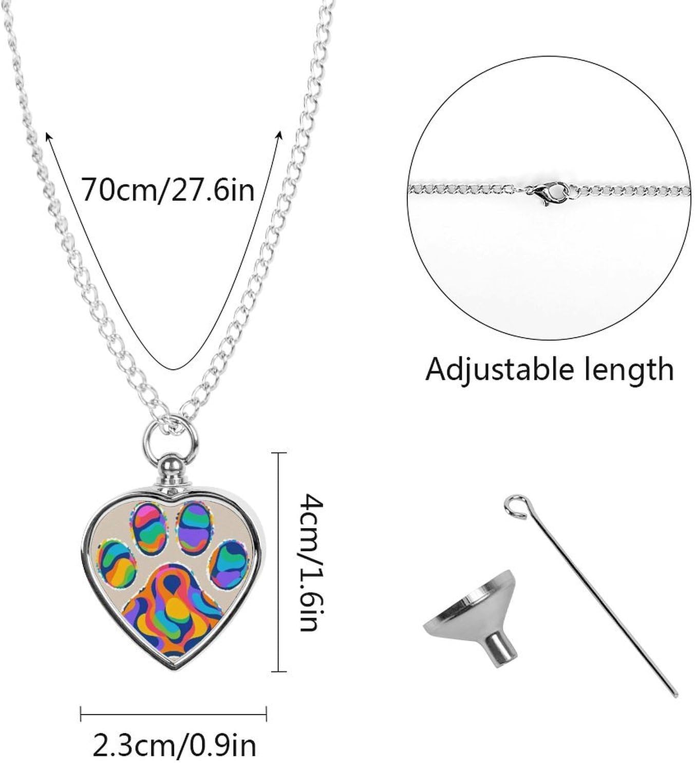 Colorful Dog Paw Print Cremation Heart Pet Ashes Necklace image 3