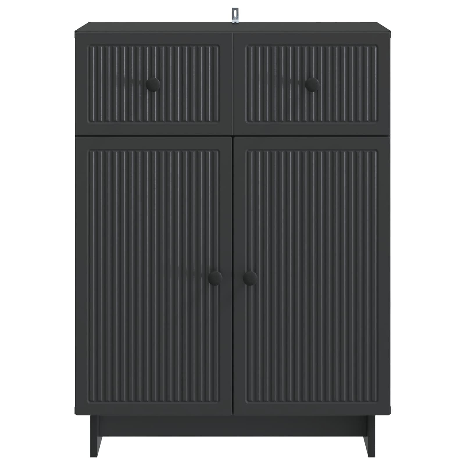 Madera de Ingeniería Resistente Aparador Vintage con Almacenamiento Negro | Aparador Negro 66 x 34,5 x 90 cm Madera de Ingeniería con Cajón, Estantes y Puertas, Armario Vintage con Almacenamiento