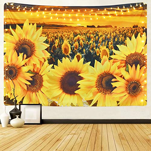 Alishomtll Sunflower Tapestry Sunflower Field Plant Tapestry Sunset Flower Tapestry Yellow Floral Tapestry