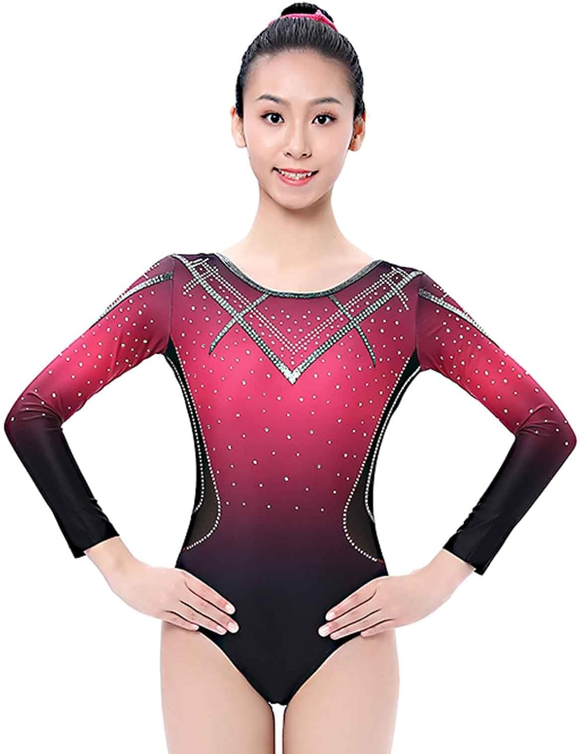 Kmarouse] 女子新体操レオタード、女子キラキララインストーン競技体操