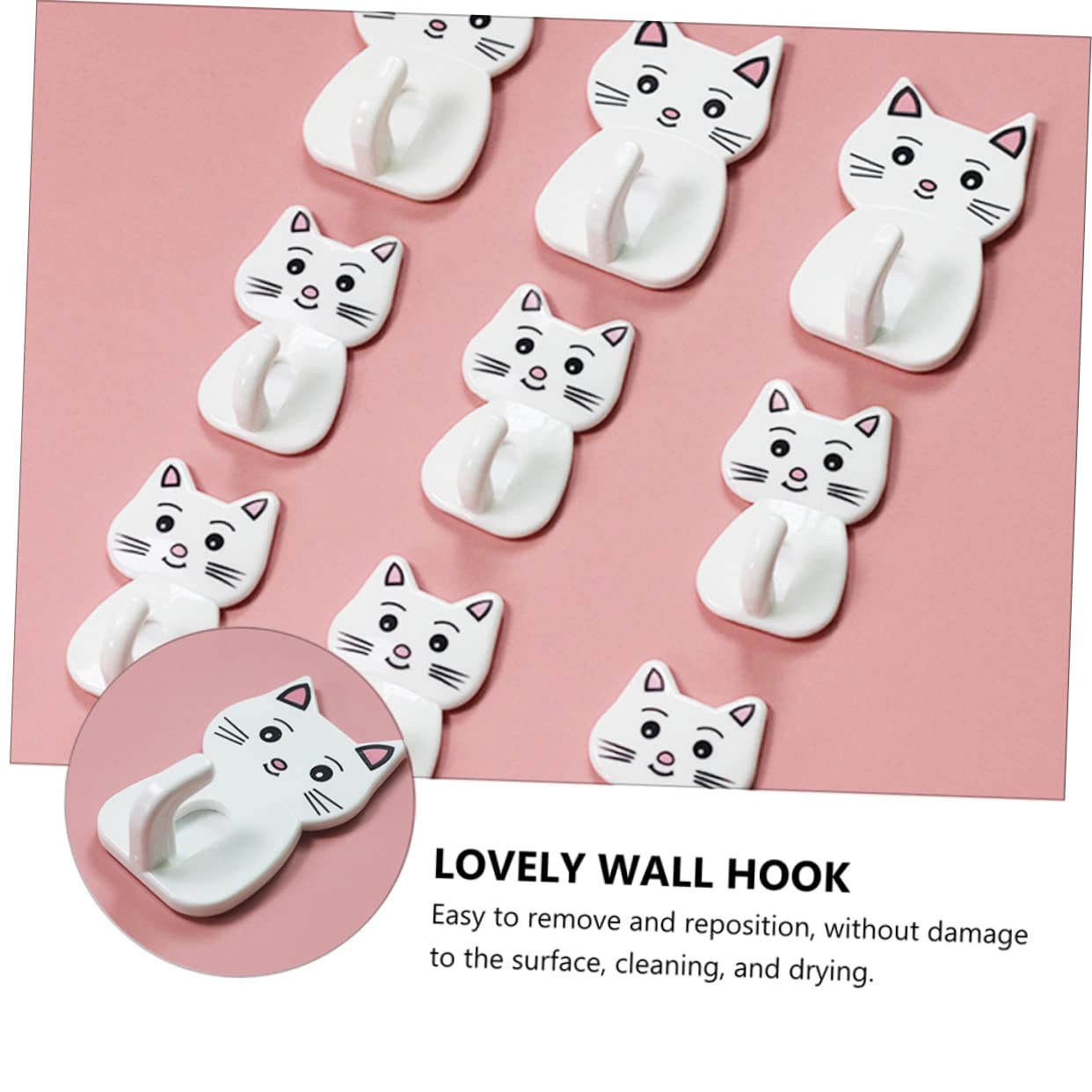 Crochets Muraux En Forme De Chat – Lot De 2 – Alliage, Design Mignon – Pour Sacs, Clés, Déco Bureau - 4
