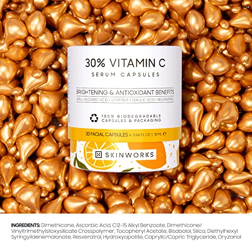 Skinworks Ultra Potent 30% Vitamin C Serum For Face, Vitamin E Ferulic Acid Facial Glow Serums For Brightening, Dark Spots, Anti-Wrinkle, Anti-Aging, Unscented, 30 Capsules thumb #3