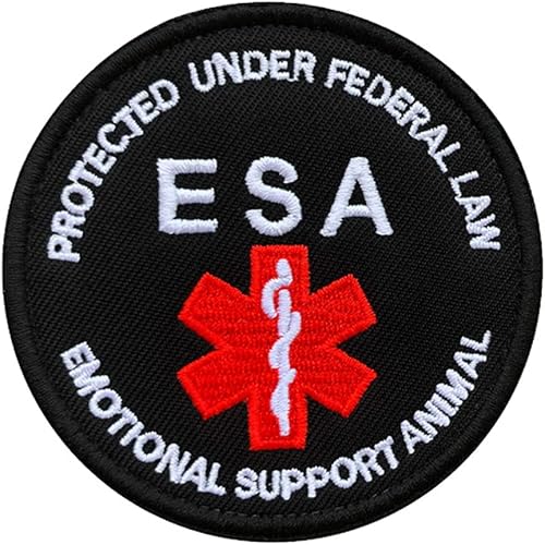 Antrix Parche ESA protegido bajo la ley federal ESA Apoyo emocional Emblema de animal bordado gancho y bucle táctico parche para animales perros