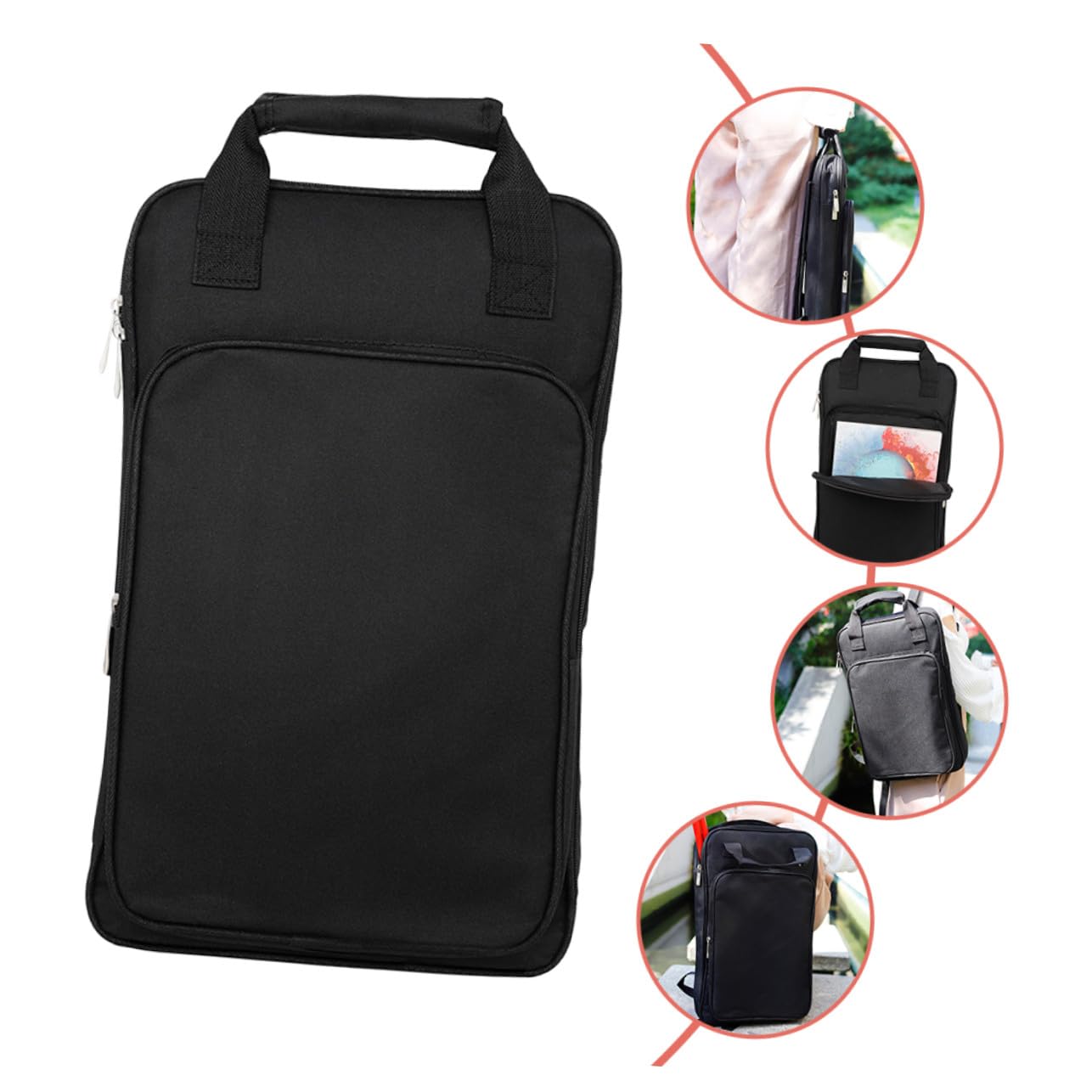 GALPADA Borsa per Bacchette da Batteria Nera Oxford Imbottitura in Cotone, Custodia Portatile Facile da Trasportare per Sale Prove e Concerti