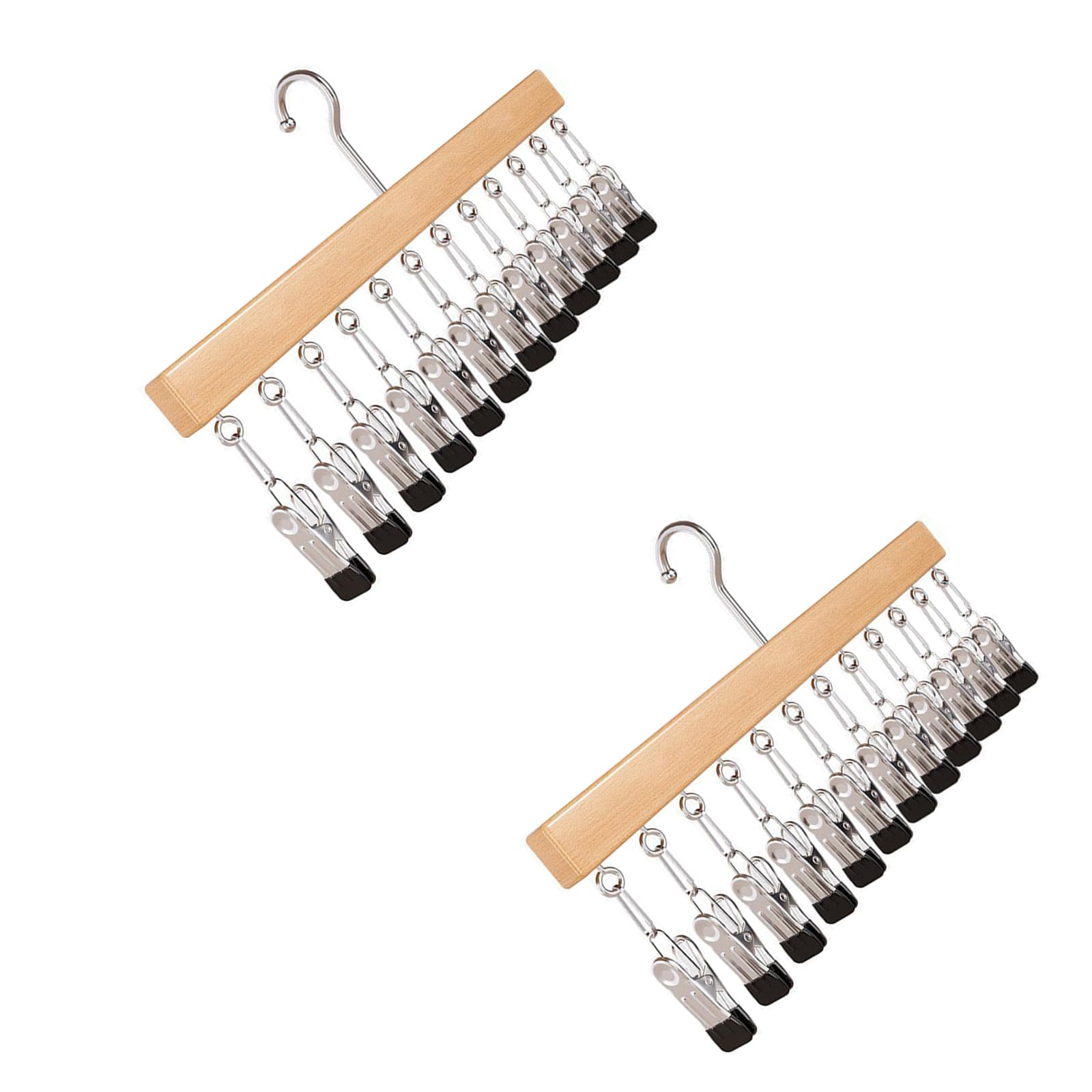 Xjdzineq Multi Purpose Wooden Hat Rack with 12 Clips Holds Caps Socks and Underwear Space Saving Wall Mount Design Hanger Wooden Hat Rack