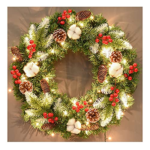 Couronne de Noël artificielle 60 cm grand diamètre pour décoration d'hiver