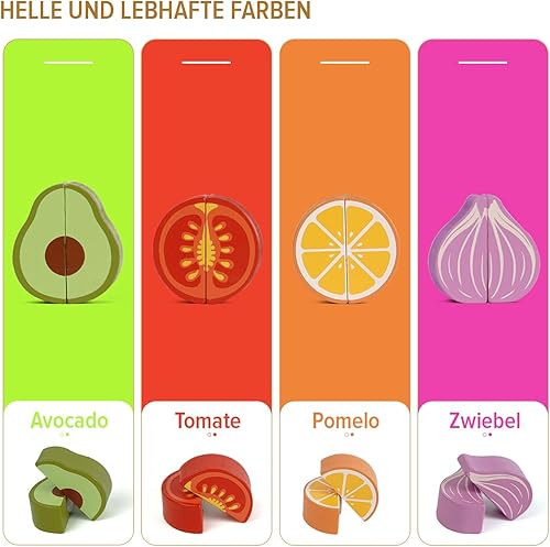 Miniatura 3 de Juego de alimentos de madera para niños pequeños, cortar alimentos para actividades preescolares, accesorios de cocina para niños, juguetes de