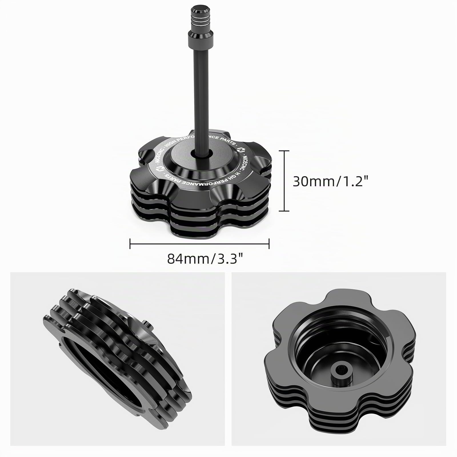 Bouchon de réservoir à Essence Noir NICECNC avec Tuyau Compatible avec Grizzly 125 2011-2013, Raptor 700 2011-2026, TTR110E 2011-2025, YZ65 2018-2025, Voir Les Accessoires
