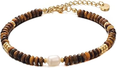 Women's Natural Stone Bracelet Gold Plated Stainless Steel Adjustable Crystal Bead Bracelets Women Gifts Jewellery