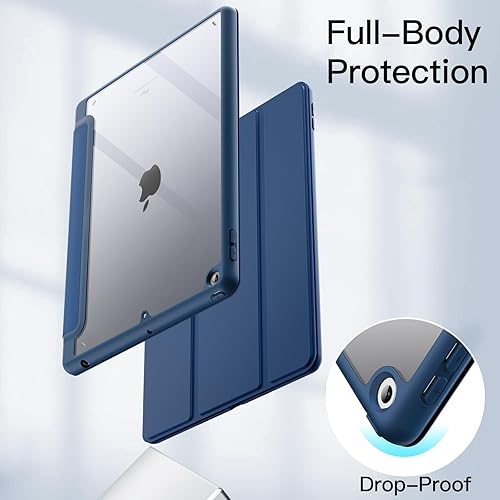 Miniatura 11 de JETech Funda para iPad de 9.7 pulgadas (6ª/5ª generación, 2018/2017) con soporte para lápices, carcasa trasera transparente transparente, soporte