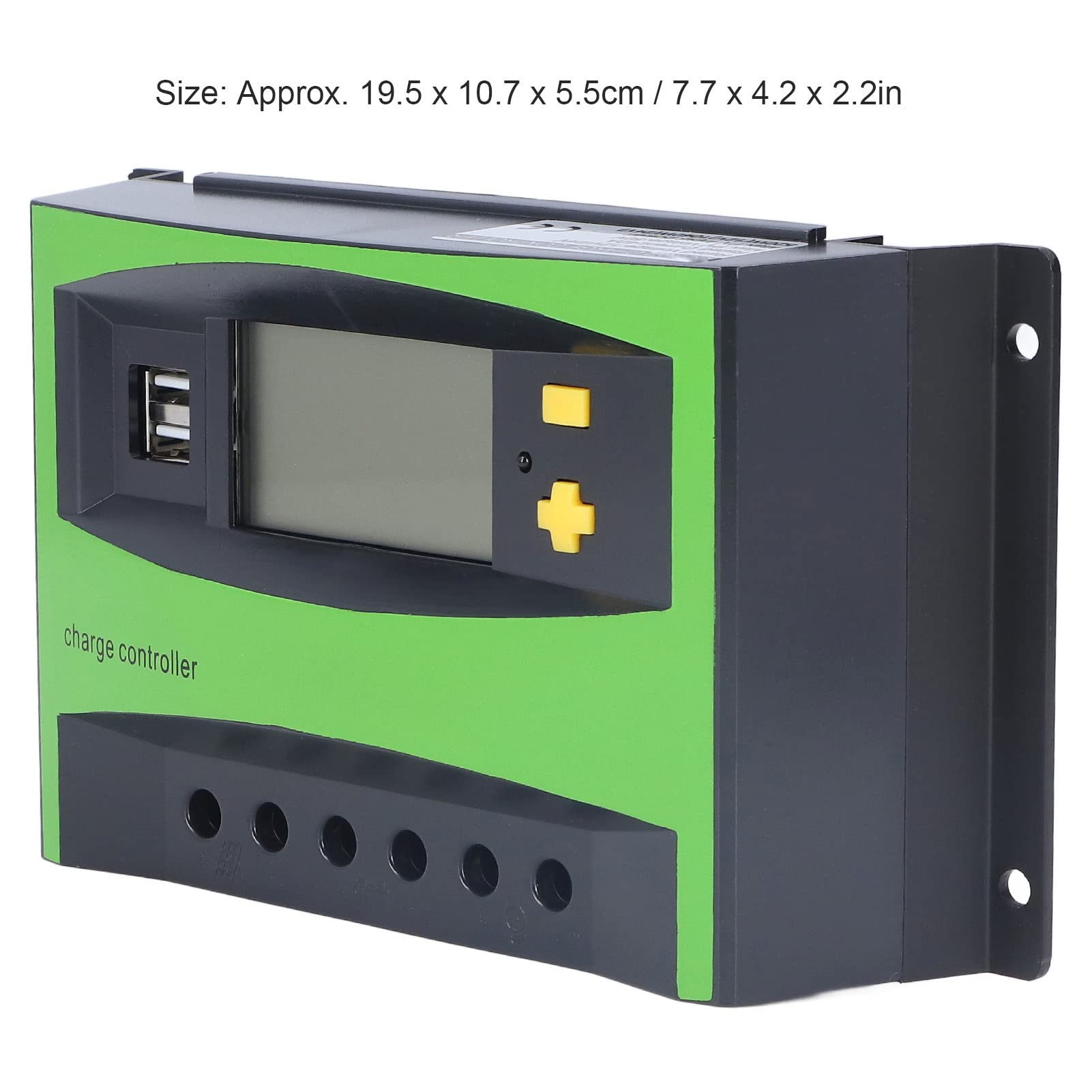 Controlador de carga Solar 40A 12V/24V, pantalla grande, controlador Solar resistente al agua con puertos USB duales, regulador de carga Solar