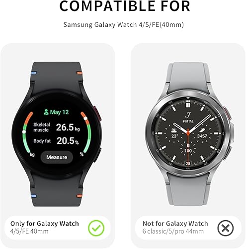 Miniatura 9 de Paquete de 5+5 fundas protectoras de pantalla para Galaxy Watch 6 de 1.575 pulgadas, cubierta protectora de policarbonato duro con vidrio templado