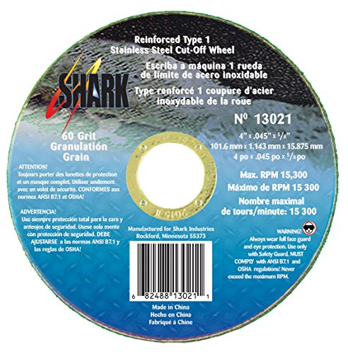 Shark Welding 13021 Shark 4-Inch by 0.045 by 5/8-Inch 60-Grit Type 1 Ss Cut-Off Wheel, 10-Pack
