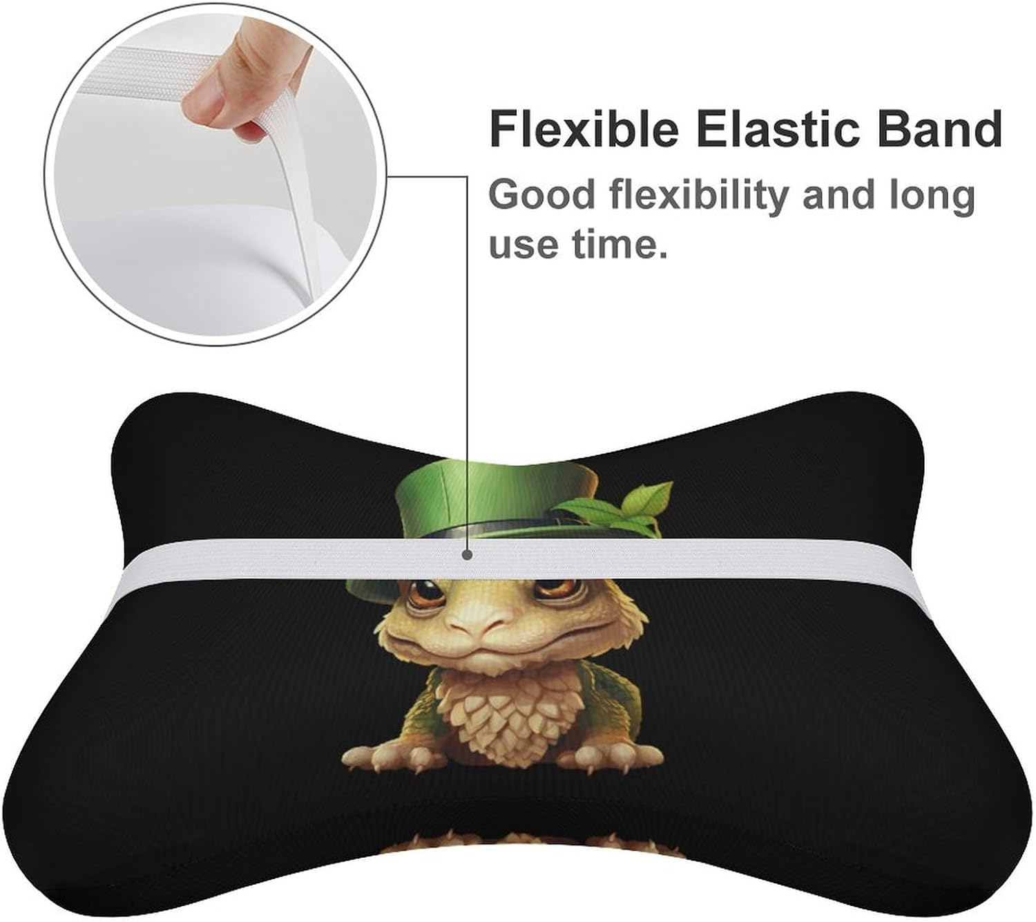 Bearded Dragon in Hat 2 Pack Car Neck Pillow Car Headrest Soft Car Pillow for Most Cars