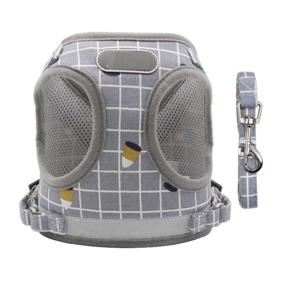 Hundegeschirr, Hunde- und Katzengeschirr-Set, graues Nylon-Netz, reflektierendes Hundegeschirr Leine, Hundeweste, Geschirr, Leinen, Haustierkleidung(L)