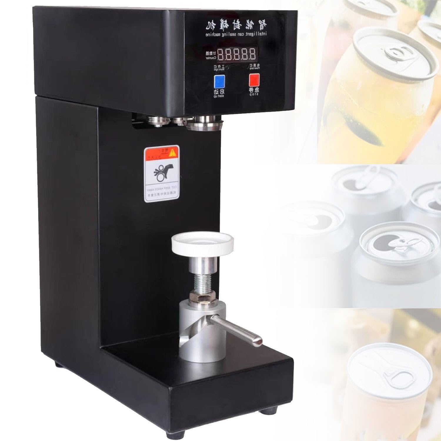 ASerZenith Electric Can Sealing Machine With Lcd Display, Adjustable Height For Plastic, Glass, Tin Cans, Ideal For Juice, Bubble Tea, Beer Packaging,Black