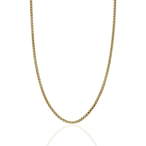 CRAFTD | Gold Wheat Link Chain | Durable 18K Gold & 316L Stainless Steel | Waterproof, Heat & Sweat Resistant | Gifts for Men | Men's Jewelry
