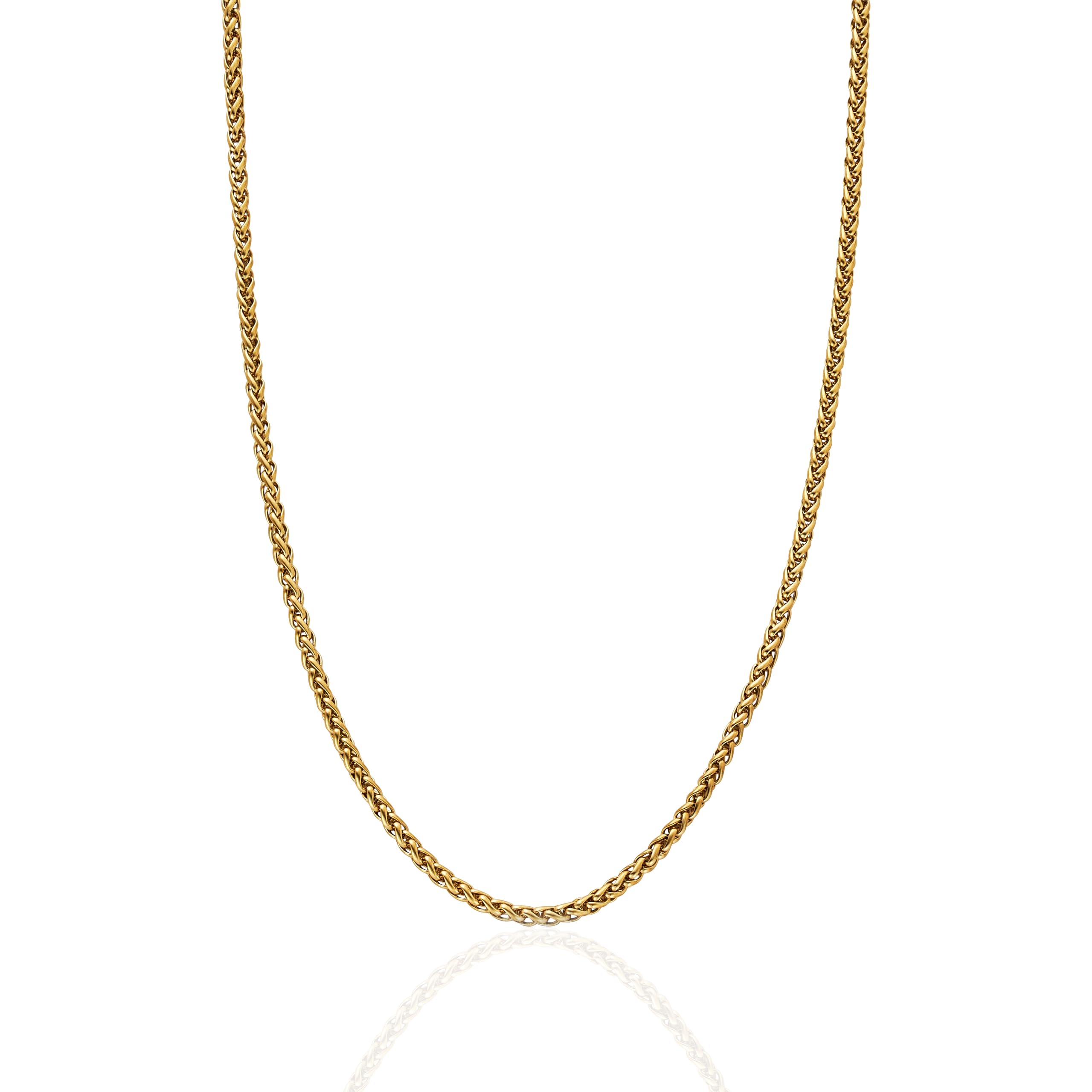 Wheat Link Chain - Waterproof, Heat and Sweat Resistant - Gifts for Men - Men's Jewelry - Width 3mm - Length 50cm, 55cm, 18k Gold Plated, No Gemstone-image-13