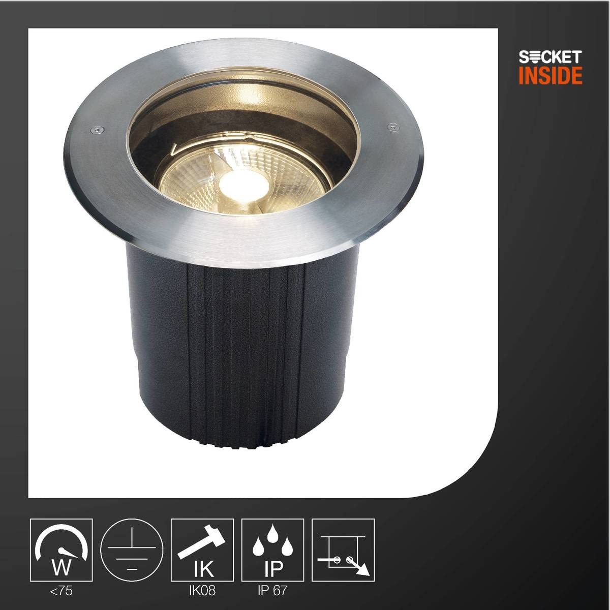 SLV DASAR 215 ES111 encastré de sol rond inox 316 max. 75W IP67