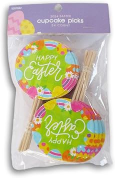 Happy Easter Party Cupcake Toppers - Decorate 24 Cupcakes with Picks