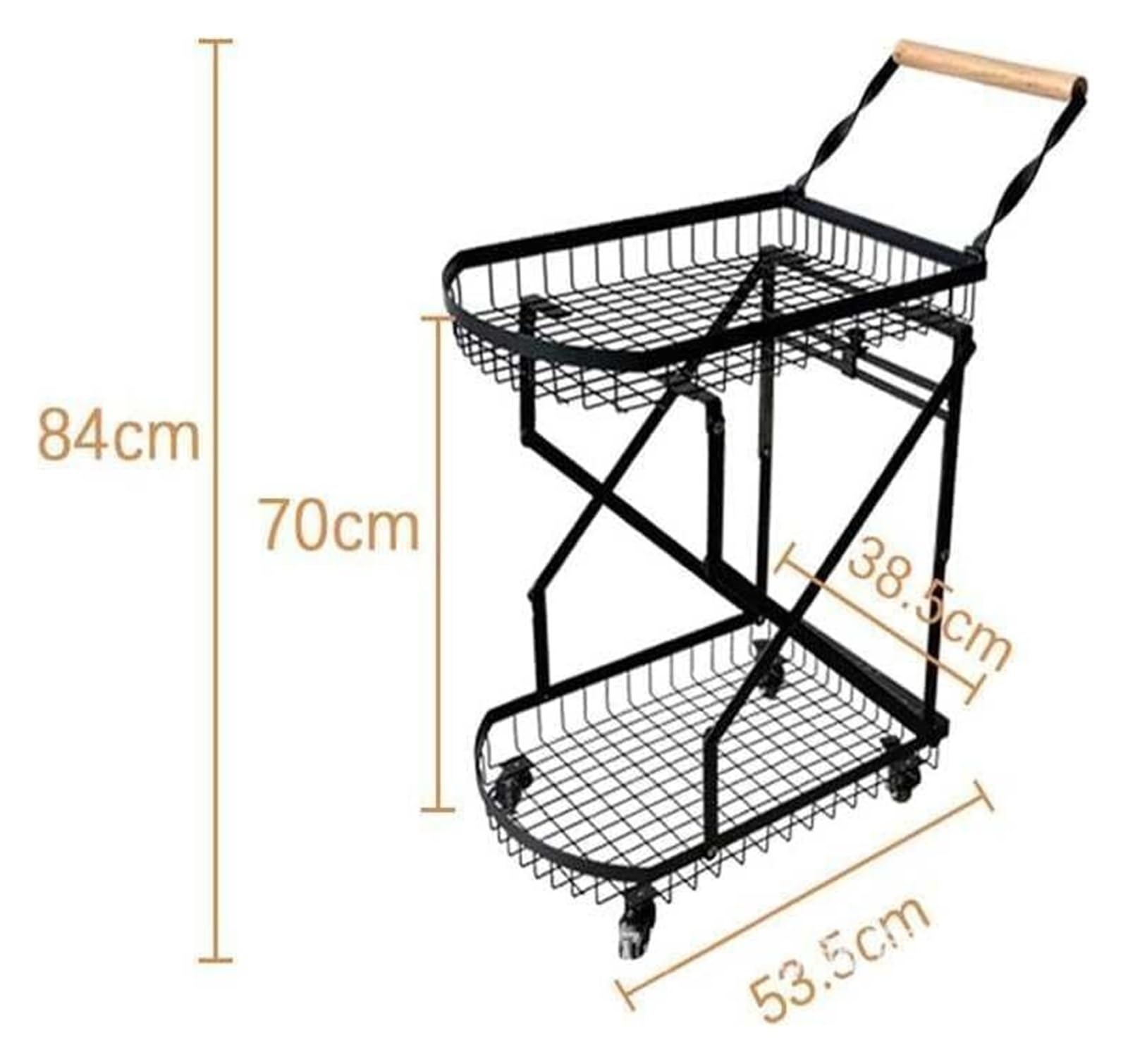 Carrello portaoggetti, carrello pieghevole a 2 ripiani con ruote girevoli a 360°, carrello mobile multifunzionale for campeggio, shopping, viaggi, giardino, carrello portaoggetti facile da riporre.
