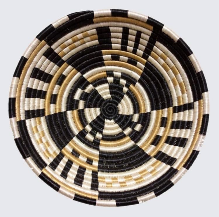 Fair Trade Rwanda African Sisal - Tan & Black 12" x 3" Across